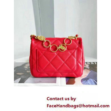Chanel Lambskin & Gold-Tone Metal Badges Mini Flap Bag AS4274 Red 2023